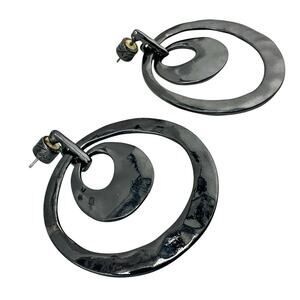 Kenneth Cole New York Modern Minimalist Gunmetal Rings Dangle 1.5" Earrings